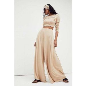Free People Beach Alia Set XS Flowy Oatmeal/Beige 2 piece